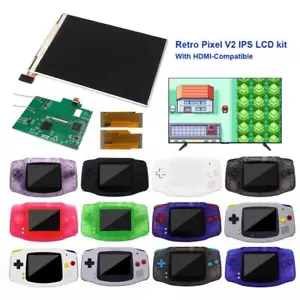 GBA V2 IPS Backlight LCD HDMI-Compatible Output Retro Pixel Kit+Colorful Buttons - Picture 1 of 70