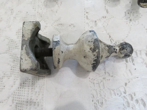Antique All Metal Chippy White Original Paint Door Pulls Door Handles Cover