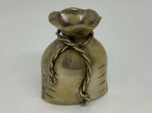 Vintage Figural Heavy Brass BAG SACK ROPE TIE Mid Century Design BUD VASE #2 - Bild 1 von 6