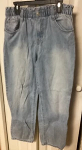 Cat & Jack Girls Jeans - Size 16 - Light Blue Paperbag Waist - Picture 1 of 4