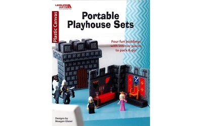 PORTABLE PLAYHOUSE SETS Plastic Canvas Pattern Book ~ Castle, Farm, Cafe & House - Image 1 of 4