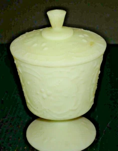 Fenton Pudding grün überzogene Süßigkeitenschale mit Sockelboden & Originalaufkleber - Bild 1 von 8
