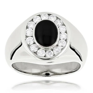 Natural Black Onyx Gemstone with 925 Sterling Silver Ring for Men's #1132 - Picture 1 of 3