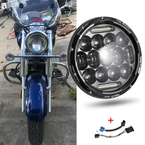 7" LED Round Headlight DRL Hi/Lo 6000K For Yamaha V-Star XVS 650 950 1100 1300 - Picture 1 of 14