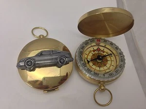Saab 9.3 Circa 1998 3 Door ref227 Pewter Effect car emblem on a Golden Compass - Picture 1 of 1