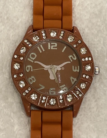New Women's Watch Texas Longhorns Rhinestone Jelly Silicone Bling Glitz Cover
