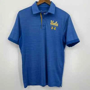 Under Armour Polo Shirt Mens S Blue UCLA Bruins NCAA Short Sleeve HeatGear Loose - Picture 1 of 8