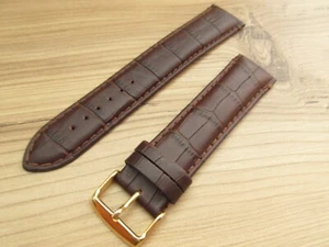 Extra lang braun gepolstert Krokodilmaserung Leder 24 mm Uhrenarmband goldene Schnalle - Bild 1 von 6