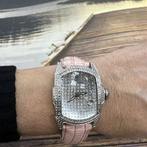 Techno Master Diamond Women Watch Diamond Dial Pink Strap - Picture 1 of 17