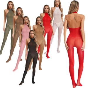 Women Jumpsuit Carnival Bodysuit Fitting Unitard Theme Party Lingerie Cutout - Picture 1 of 84