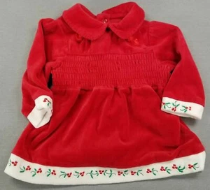 Baby Girl Nursery Rhyme 3-6 Month Red Velour Mistletoe Dress - Picture 1 of 4
