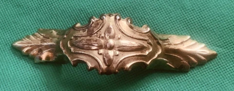 RARE 1925-1940 antique hardware drawer pull French Art Deco brass 2 1/2” centers Cover