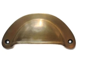 shell shape pulls handles heavy solid brass vintage aged style drawer 10 cm - Picture 1 of 7