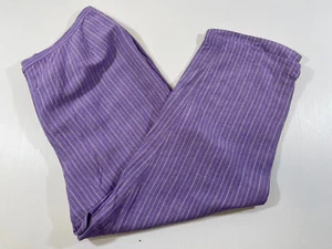 Maggie Barnes Woman’s Plus Purple Linen Rayon Pinstriped Pants 2X 22/24 - Picture 1 of 9