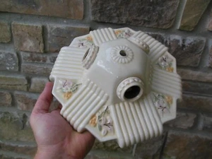 Antique Porcelier Porcelain Floral Ceramic Ceiling Light Fixture Flush Mount 10" - Picture 1 of 11