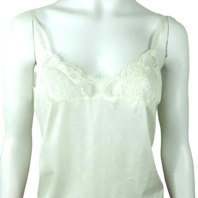 Nueva Camiseta sin Mangas Vintage Años 80 Camisola Transparente Nylon Encaje Lencería Mujer 36 M Hecha en EE. UU. Foto 1 de 4