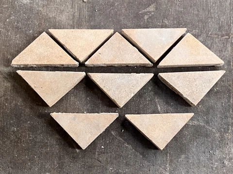 Antique Victorian Maw & Co 2” x 1.5 Yellow triangle Encaustic Floor Tile Reclaim Cover