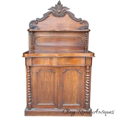antique French empire victorian high back server barley twist ornate carved 1860 - Image 1 of 4