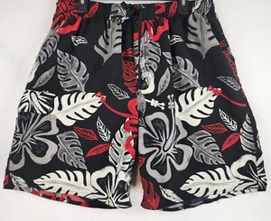 Burnside Shorts Mens XL Multi Color Big Leaf Pattern Front Tie Cargo Swim Short - Picture 1 of 15