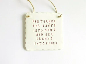 Dreams Into Plans Inspiring Quote Wall Plaque Home Decor Positive Gift For Her - Picture 1 of 6
