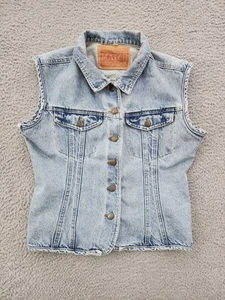 Vintage Match Denim Vest Womens Medium Blue Sleeveless Jeanswear Made USA 90s - Picture 1 of 9