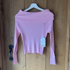 Women’s Koucla Pink Off The Shoulder Sweater Long Sleeve Soft Ribbed - Picture 1 of 10