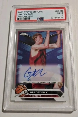 GRADEY DICK 2023 Topps Chrome Refractor RC Auto PSA 9 - Image 1 of 2