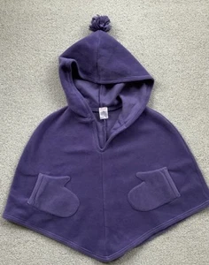 Gymboree Winter Princess Purple Hooded Winter Fleece Poncho Sz 7-8 - Picture 1 of 3