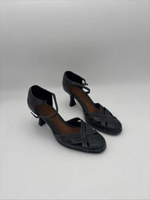 "Aerosoles" Beautiful Quality Classic Dark Black Leather Sandals, Sz 6 Uk 4 - Image 1 of 4