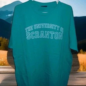 UNIVERSITY OF SCRANTON VINTAGE 2000S ERA MENS HEVAY WEIGHT TEAL TSHIRT - Picture 1 of 4