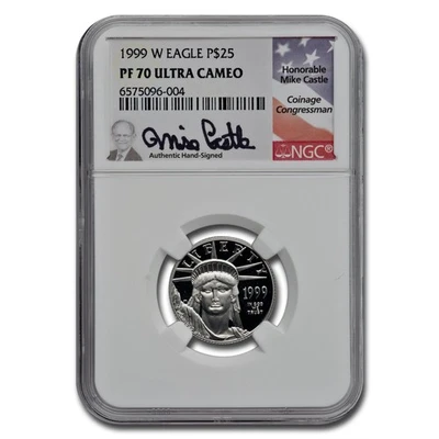 1999-W 1/4 oz Pf. American Platinum Eagle PF-70 UCAM NGC (Castle) - Image 1 of 3