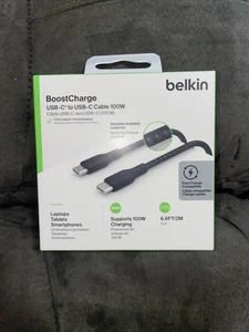 Belkin BoostCharge Braided 100W USB-C to USB-C Cable 6.6 ft - Black - Picture 1 of 2