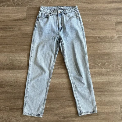 Zara Straight Leg Acid Wash Denim Jeans Blue Womens 8 - Image 1 of 4