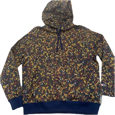 Moletom com capuz Nike clube pulôver de lã azul marinho floral masculino bolso médio de mão - Imagem 1 de 4