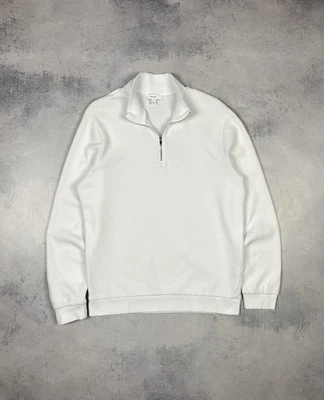 Pullover Reiss para hombre L blanco Quater 1/4 cremallera acanalado con... - Imagen 1 de 4