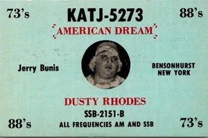 QSL Radio Postcard NY Bensonhurst KATJ-5273 American Dream Station 1970s V136 - Picture 1 of 2