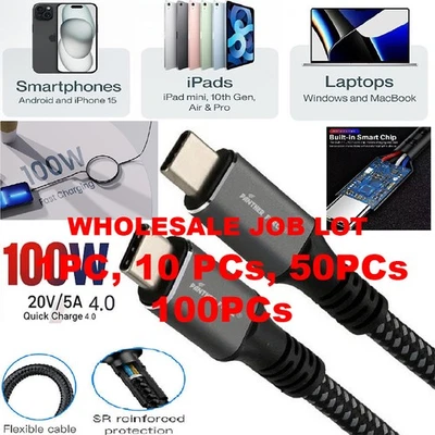Wholesale 100 Pcs Type C to Type C 2M PD 100W Fast Charging Cable iPhone 15 16 - Image 1 of 4