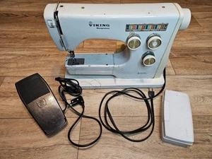 Vintage Husqvarna Viking Sewing Machine Model 6020 Working w Case & pedal - Picture 1 of 13