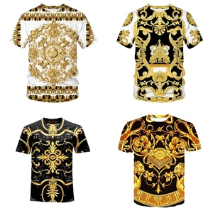 Luxury Baroque Style 3D Print Men's T-shirts Fashion Casual Short Sleeve Tee Top - Picture 1 of 19