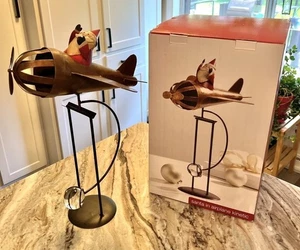 18" Santa Claus Metal Airplane Kinetic Balance Sculpture - Picture 1 of 10