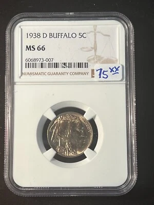 1938 D BUFFALO NICKEL NGC MS 66 007 - Image 1 of 4