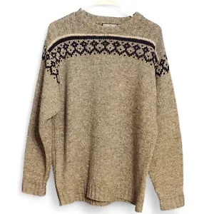 VTG Structure 100% Shetland Wool Fisherman's Sweater Men's Small, Gray with Navy - Picture 1 of 9