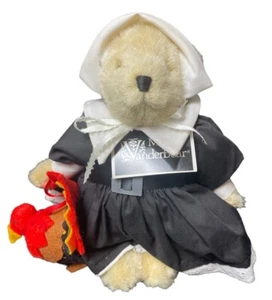 Muffy Vanderbear oso de Acción de Gracias 1989 ""Muffy Pilgrim"" con pavo vintage raro - Imagen 1 de 5