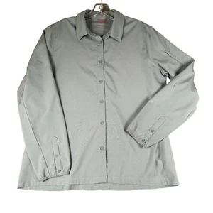 Merrell Mens L Light Blue Gray Long Sleeve Button Front Hiking Performance Shirt - Picture 1 of 13