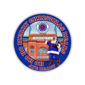 GLASGOW RANGERS FC 58mm ROUND Bottle Opener Fridge Magnet Merry Christmas - Picture 1 of 3
