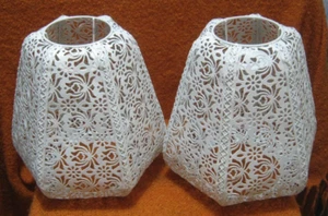 2x Rosanna Metal Fretwork Table Lamp Shade John Lewis Cream 24 x 24cm - Picture 1 of 7
