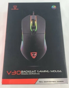 Motospeed-V30-Black-Wired Optical USB Gaming Mouse RGB Backlight - Picture 1 of 6