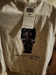 NWT Polo Ralph Lauren Kids 12M  White  Polo Preppy Bear+ long sleeve button DN  - Picture 1 of 10