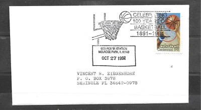 BEV-PEX '91 CELEBRATES 100 YEARS OF BASKETBALL Event Cover, MELROSE PARK, IL - Image 1 of 2