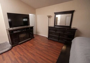 Elegant Ashley Furniture Dark Brown Real Wood Bedroom Set - Picture 1 of 3